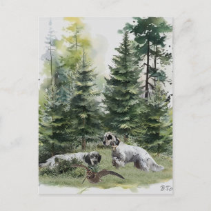 Engelska setter , Woodcock Hunting , Art Helg Vykort