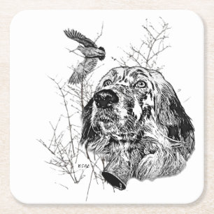 Engelska Setter, Woodcock-jakt Underlägg Papper Kvadrat