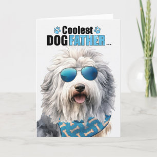 Engelska Sheepdog Hund Coolest Pappa Fars dag Helgkort