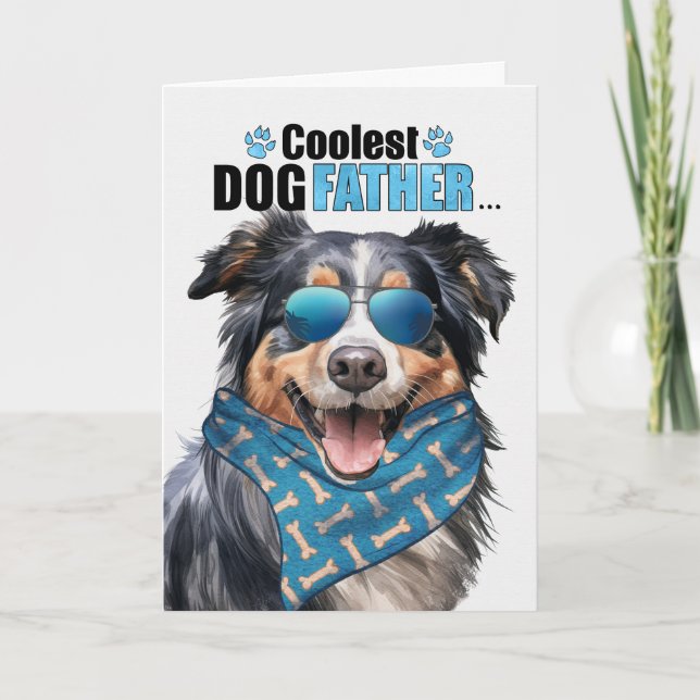 Engelska Shepherd Hund Coolest Pappa Fars dag Helgkort (Framsida)