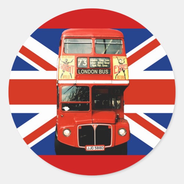 Engelska Souvenir Stickers Runt Klistermärke (Framsida)