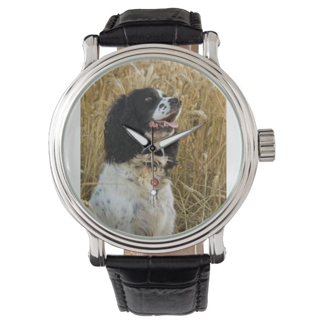 Engelska spaniel i vete.png armbandsur (Framsida)