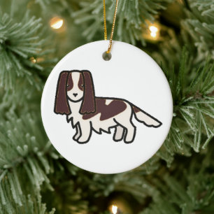 Engelska Spaniel-lever och vit tecknad Julgransprydnad Keramik