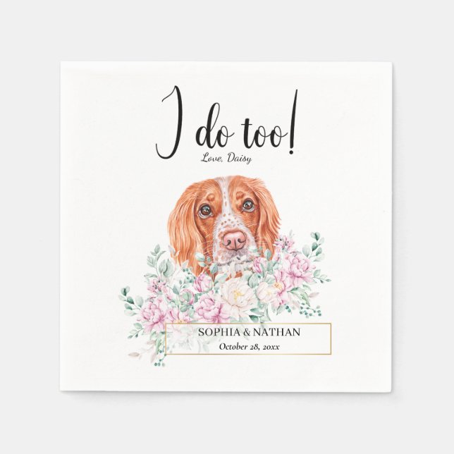 Engelska Springer Hund Bröllop Cocktail Napkins Pappersservett (Framsidan)
