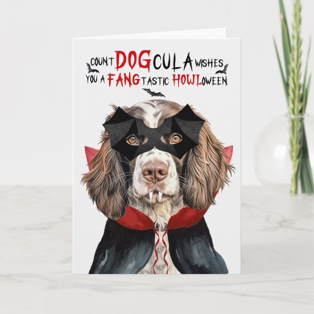 Engelska Springer Hund Funny Count DOGcula Hallowe Helgkort (Framsida)