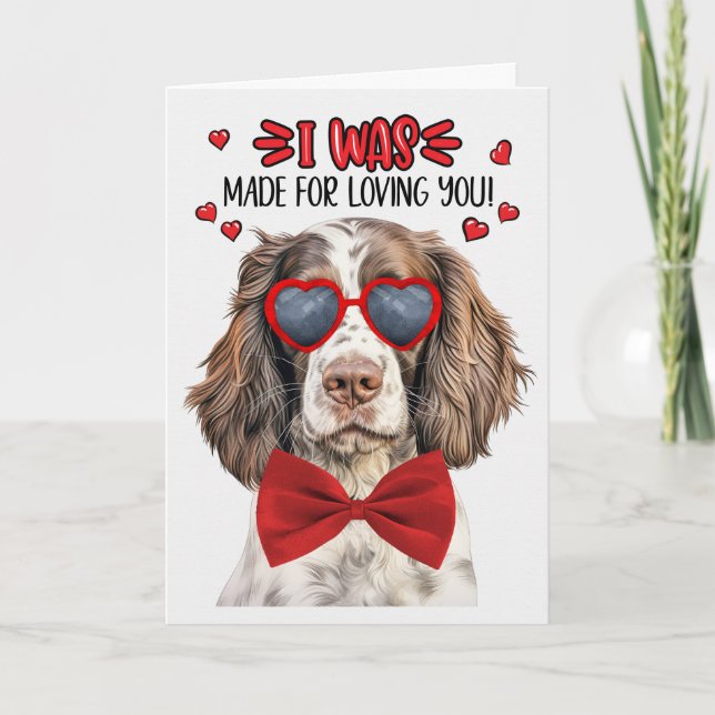 Engelska Springer Hund Made for Loving You Valenti Helgkort (Framsida)