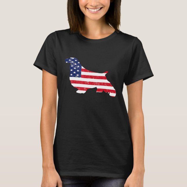Engelska Springer Spain American Flagga 4:e juli T Shirt (Framsida)