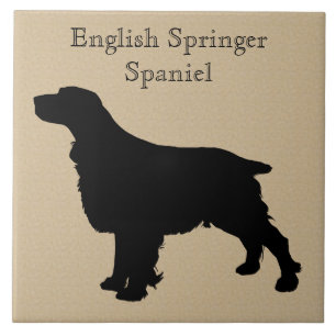 Engelska Springer Spain Hund Silhouette Kakelplatta