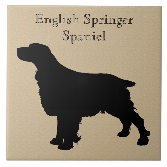 Engelska Springer Spain Hund Silhouette Kakelplatta (Framsidan)