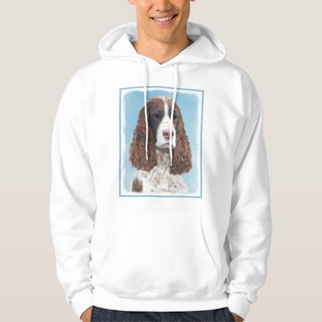 Engelska Springer Spain Painting Original Hund Art Hoodie (Framsida)