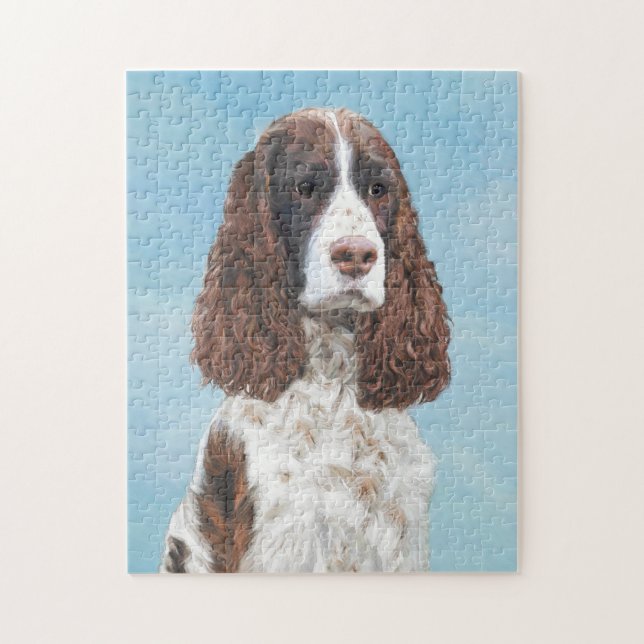 Engelska Springer Spain Painting Original Hund Art Pussel (Vertikal)