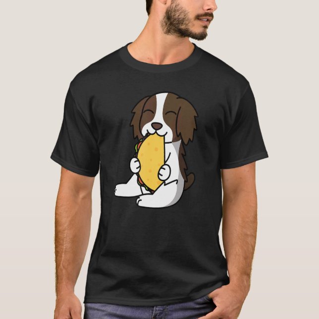 Engelska Springer spanel Eating A Taco Hund T Shirt (Framsida)