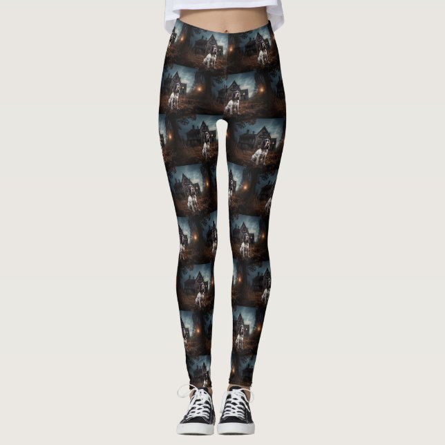 Engelska Springer spanel Halloween Scary Leggings (Framsida)