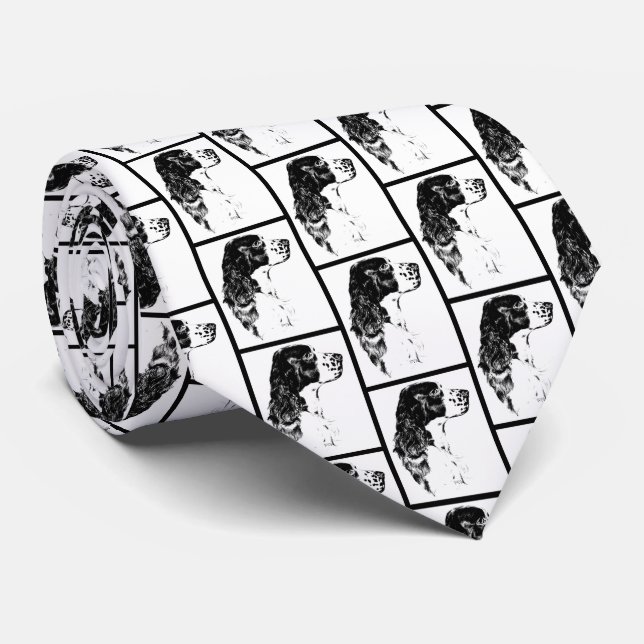 Engelska Springer spanel Hund Black White Art Slips (Rullad)