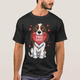 Engelska Springer spanel Hund Valentines day Kisse T Shirt