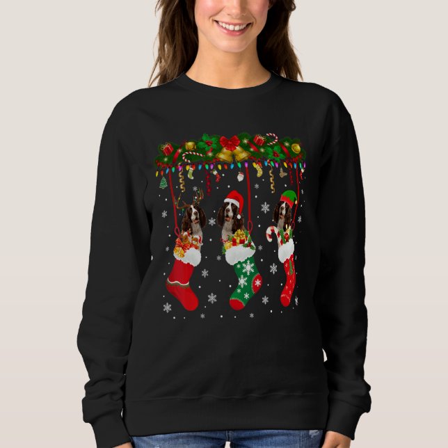 Engelska Springer spanel in Sock Julafton Reindeer T Shirt (Framsida)