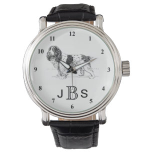 Engelska Springer spanel   Masculine Monogram Armbandsur