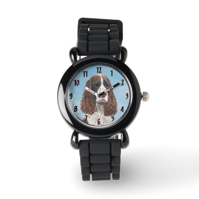Engelska Springer spanel Painting Original Hund Ar Armbandsur (Framsida)