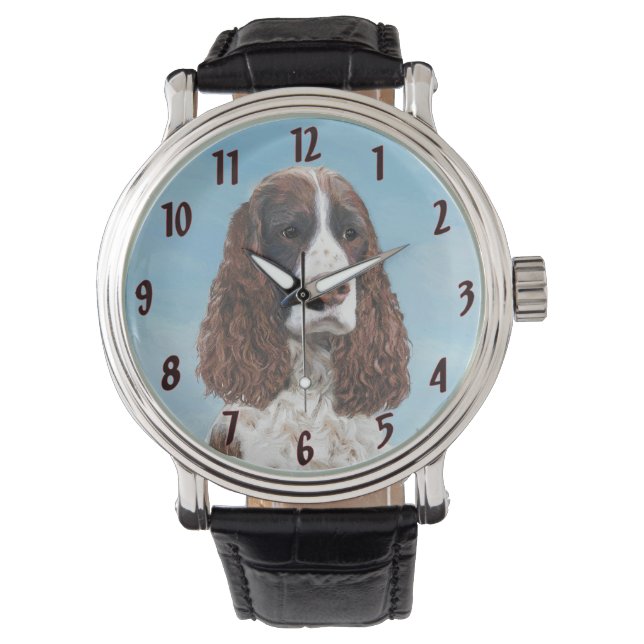 Engelska Springer spanel Painting Original Hund Ar Armbandsur (Framsida)
