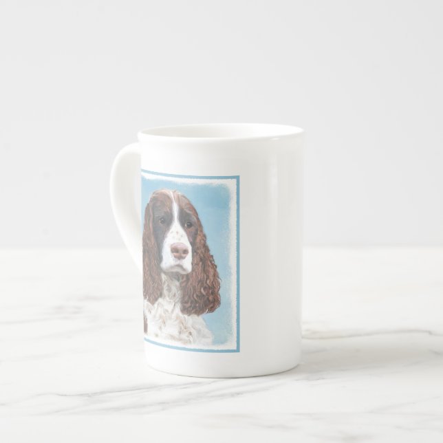 Engelska Springer spanel Painting Original Hund Ar Benporslin Mugg (Framsida vänster)