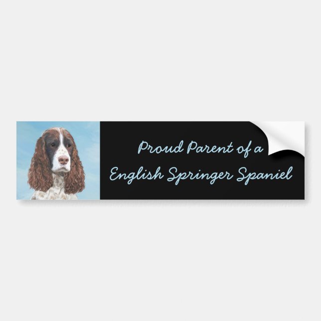 Engelska Springer spanel Painting Original Hund Ar Bildekal (Framsidan)