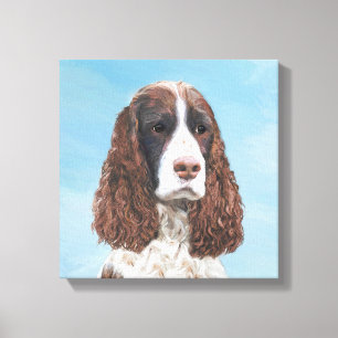 Engelska Springer spanel Painting Original Hund Ar Canvastryck