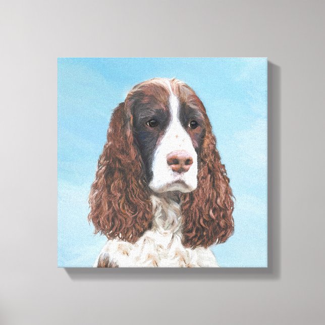 Engelska Springer spanel Painting Original Hund Ar Canvastryck (Framsida)