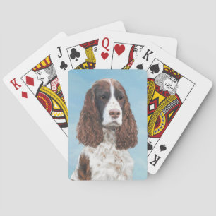Engelska Springer spanel Painting Original Hund Ar Casinokort