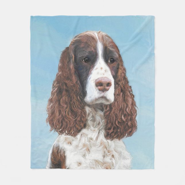 Engelska Springer spanel Painting Original Hund Ar Fleecefilt (Framsidan)