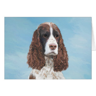 Engelska Springer spanel Painting Original Hund Ar Hälsningskort