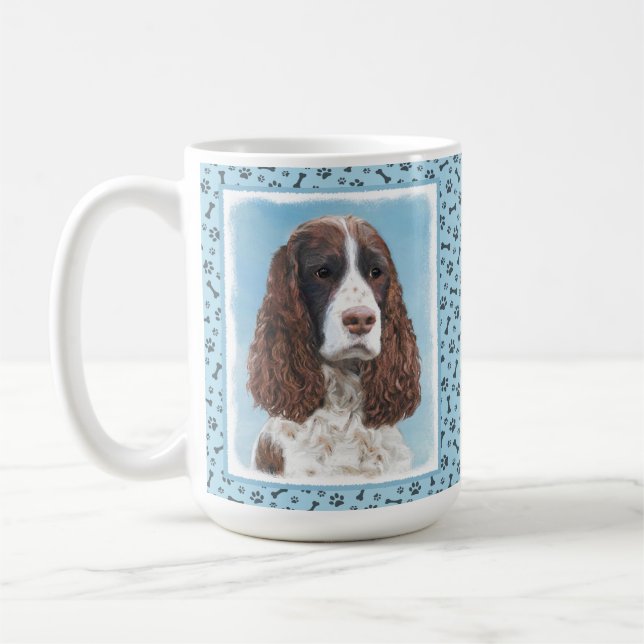 Engelska Springer spanel Painting Original Hund Ar Kaffemugg (Vänster)