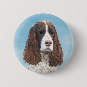 Engelska Springer spanel Painting Original Hund Ar Knapp