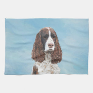 Engelska Springer spanel Painting Original Hund Ar Kökshandduk