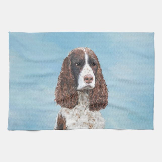 Engelska Springer spanel Painting Original Hund Ar Kökshandduk (Horisontell)