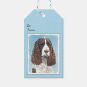 Engelska Springer spanel Painting Original Hund Ar Presentetikett