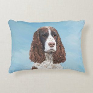 Engelska Springer spanel Painting Original Hund Ar Prydnadskudde