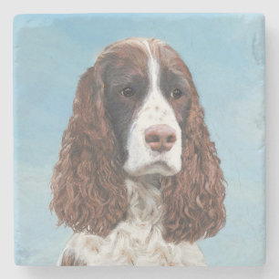 Engelska Springer spanel Painting Original Hund Ar Stenunderlägg