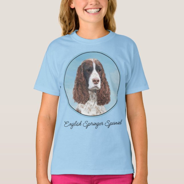Engelska Springer spanel Painting Original Hund Ar T Shirt (Framsida)
