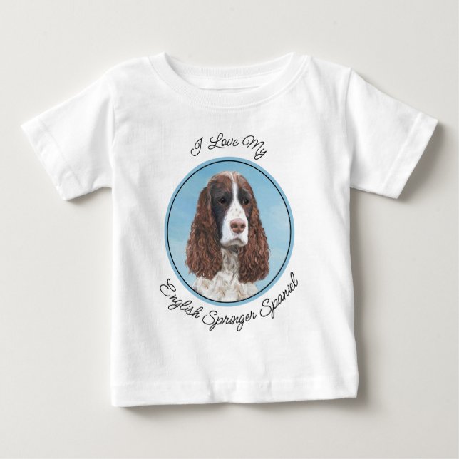 Engelska Springer spanel Painting Original Hund Ar T Shirt (Framsida)
