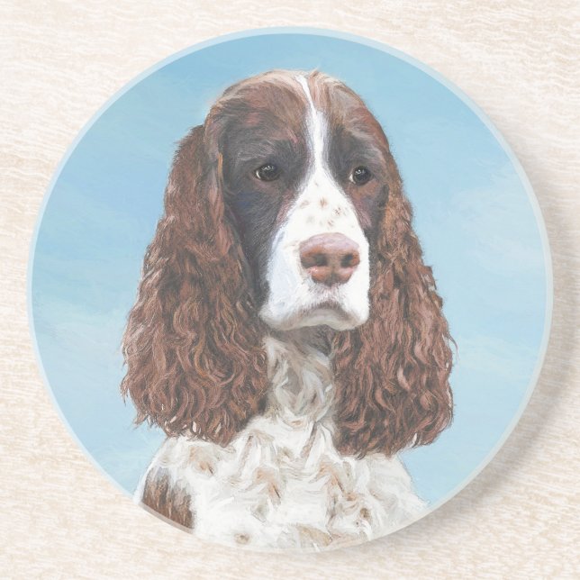 Engelska Springer spanel Painting Original Hund Ar Underlägg (Framsidan)