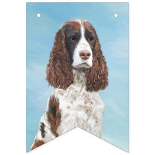 Engelska Springer spanel Painting Original Hund Ar Vimplar