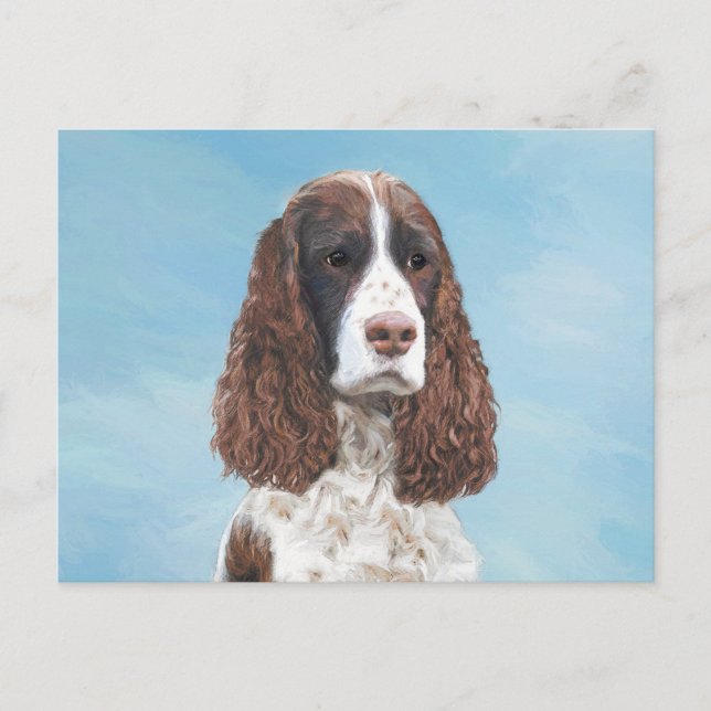 Engelska Springer spanel Painting Original Hund Ar Vykort (Framsida)