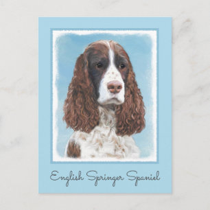 Engelska Springer spanel Painting Original Hund Ar Vykort