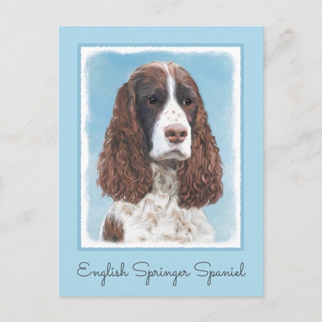 Engelska Springer spanel Painting Original Hund Ar Vykort (Framsida)