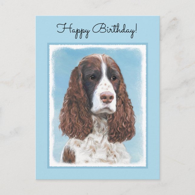 Engelska Springer spanel Painting Original Hund Ar Vykort (Framsida)