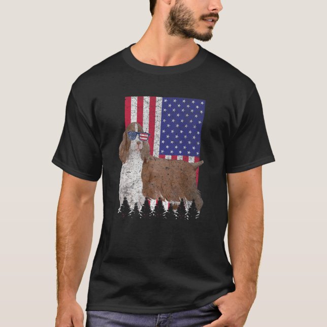 Engelska Springer spanel Patriotic Hund USA T Shirt (Framsida)