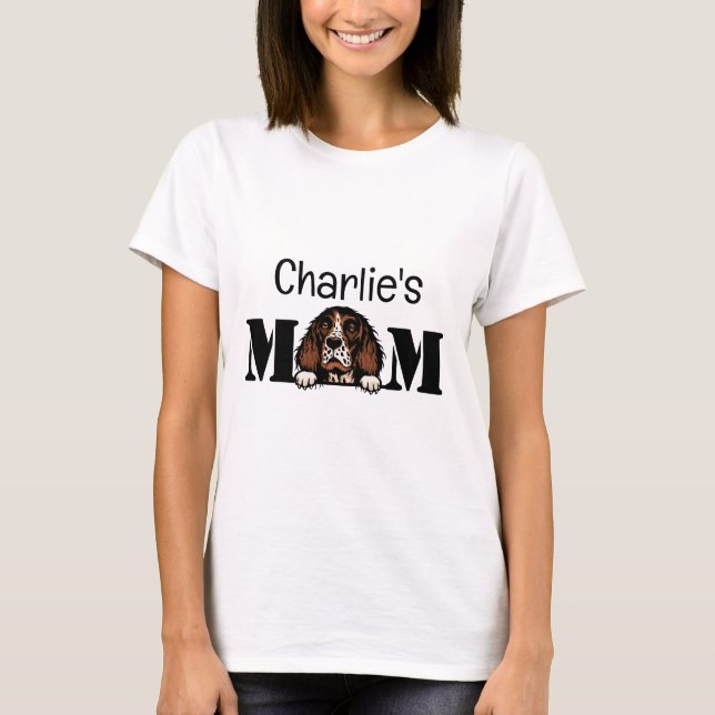 Engelska Springer spanel Peeking Personlig Mamma T Shirt (Framsida)