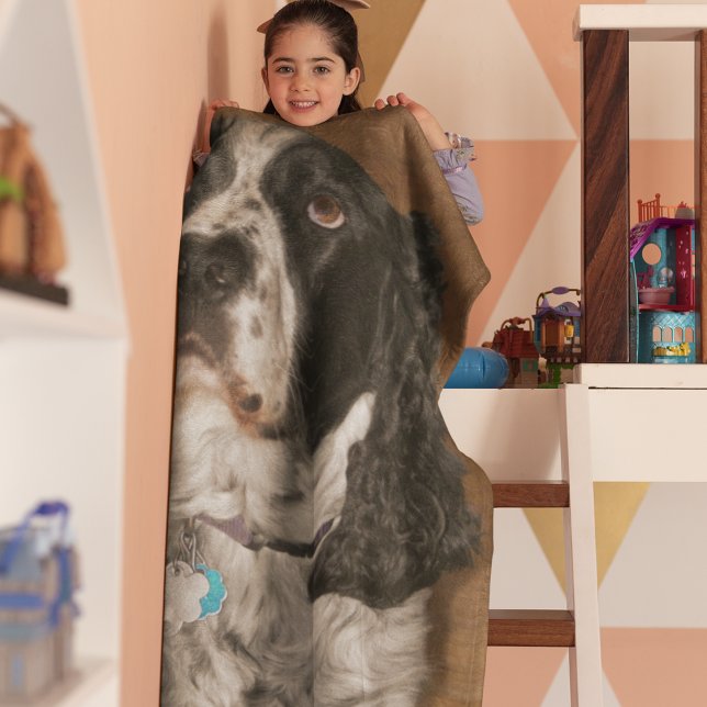 Engelska Springer spanel Pet Photo Fleecefilt (In Situ Folded)