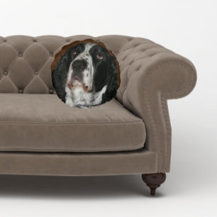 Engelska Springer spanel Pet Photo Rund Kudde