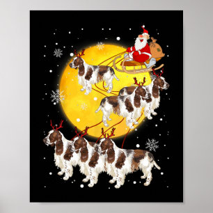 Engelska Springer spanel Reindeer jul Hund Lo Poster